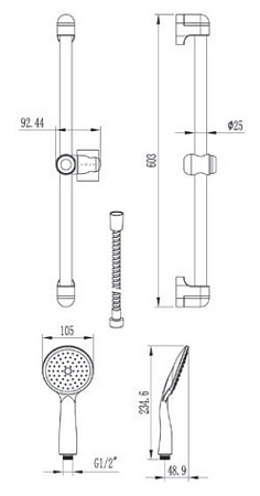 Душевой гарнитур арт. VSS851, VODA