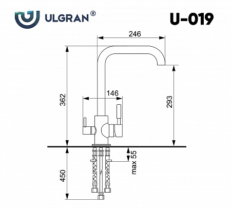 Смеситель для кухни Ulgran U-019-341, ультра-белый