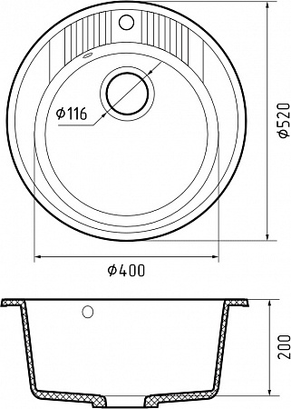 Мойка кухонная GranFest RONDO GF-R-520 D=520 мм графит, мрамор