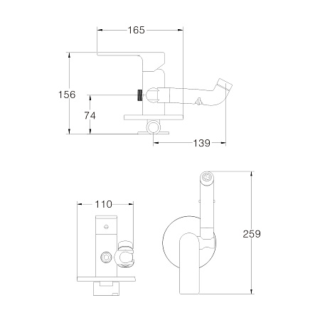 Гигиенический душ HAIBA HB55505, латунь, хром