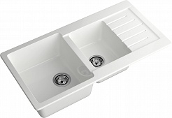 Мойка кухонная GranFest PRACTIK GF-P-980KL 2 чаши с крылом 980*510 мм иней, мрамор