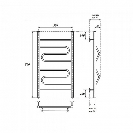 Полотенцесушитель электрический Point Юпитер PN01158E П4 500x800 левый/правый, хром