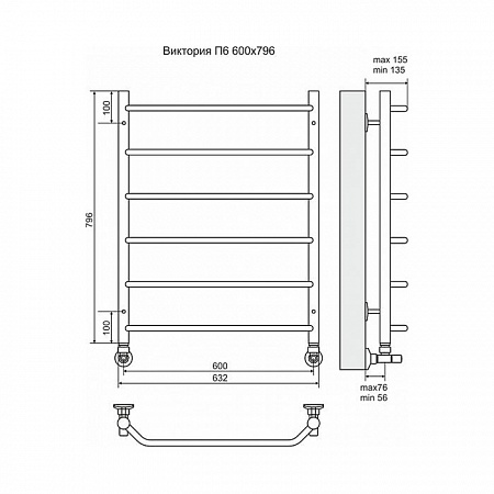 Полотенцесушитель водяной Terminus Виктория П6 600x796