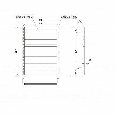 Полотенцесушитель водяной Point Меркурий PN83156W П6 500x600, белый