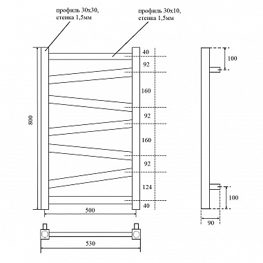 Полотенцесушитель водяной Point Феникс PN15158W П7 500x800, белый