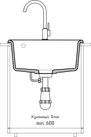 Мойка кухонная GranFest LEVEL 510  1-чаш 510*500 кашемир