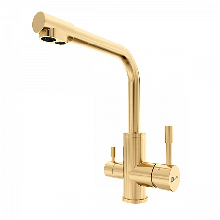 Смеситель Lemark Expert LM5061LGN для кухни с подключением к фильтру питьевой воды, светлое золото н
