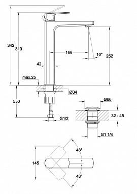 Смеситель Cersanit для раковины высокий WISLA однорычажный