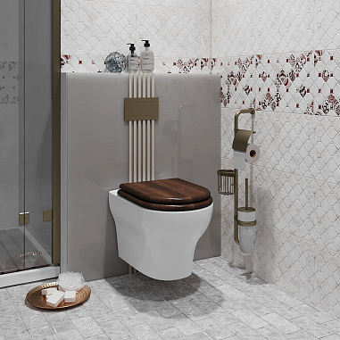 Унитаз подвесной OPADIRIS Лоренцо OS41712A безободковый, сиденье антикварный орех
