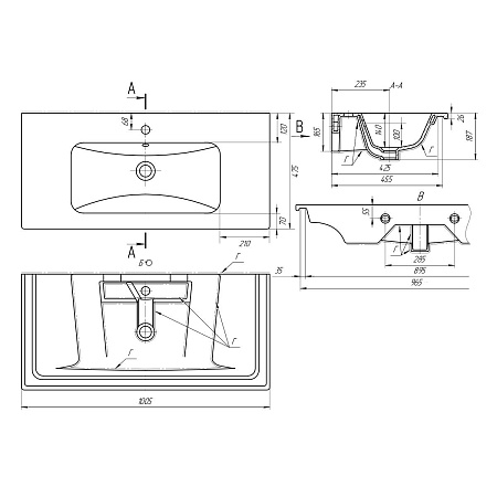 Умывальник мебельный Dreja Эйфория-100