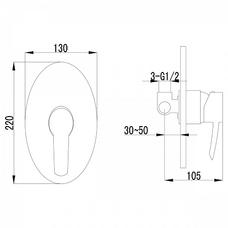 Смеситель встраиваемый Lemark Atlantiss LM3223C для душа