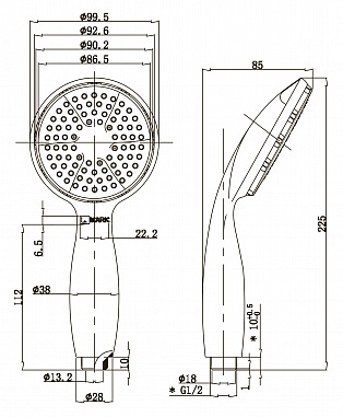 Душевая лейка Lemark LM8001C 1-функциональная, хром