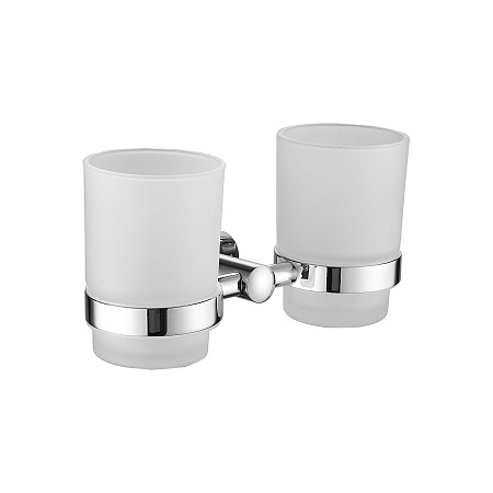 Держатель стакана BELZ B90008, двойной, матовое стекло, нержавеющая сталь, хром