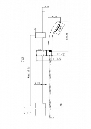 Душевой гарнитур Cersanit VIBE (стойка) 3 режима шланг 150 металл