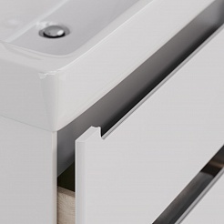 Тумба Lemark BUNO 80см под раковину, подвесн/напольн, 2 ящ, цвет корпуса, фасада: Белый глянец 