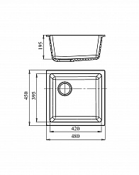 Мойка кухонная EWIGSTEIN EW-4540 подстольный монтаж 1-чаша 490*460 иней