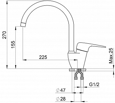 Смеситель Granula GR-1024 сланец для кухни
