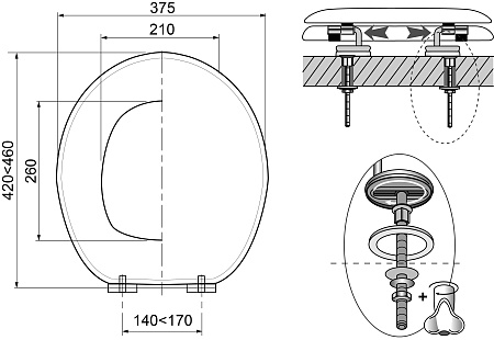Сиденье WIRQUIN ПЛЯЖ, МДФ, крепления нержавеющая сталь с антикоррозийным покрытием