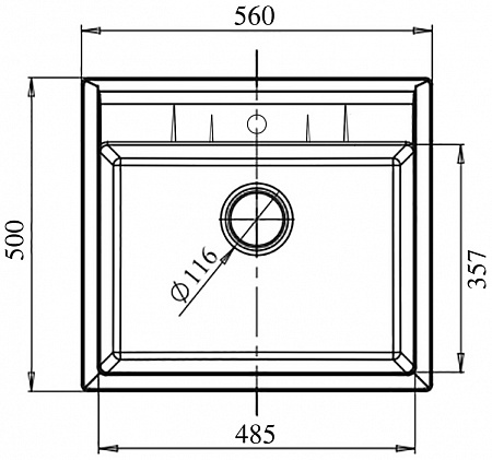 Мойка кухонная GranFest QUADRO GF-Q-561 1-чаш. 560*500 мм бежевый