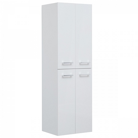 Пенал Dreja.Rus 50, 4 дверки, стекл. полки, белый глянец