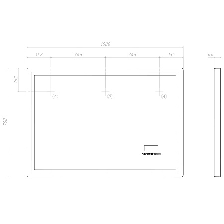 Зеркало VIGO Geometry Media voice 1000