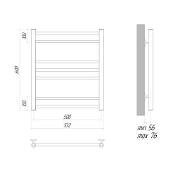 Полотенцесушитель водяной Lemark Ursus LM72607BL П7 500x600, черный