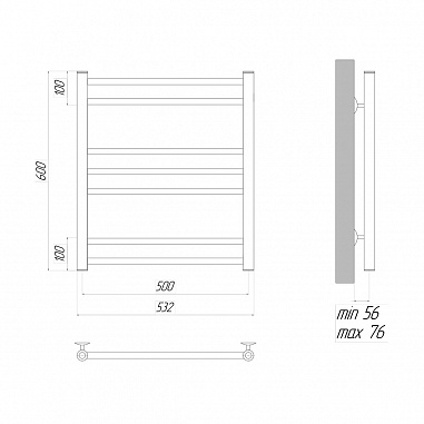 Полотенцесушитель водяной Lemark Ursus LM72607BL П7 500x600, черный