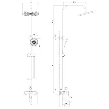 Душевая система AWP Piros S0362C с тропическим душем и поворотным изливом, хром