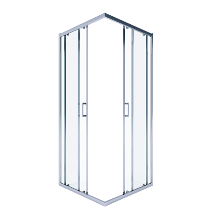 Душевое ограждение (900*900*2000) квадратное, с раздвиж.дверьми, хром.профиль, прозрачное стекло