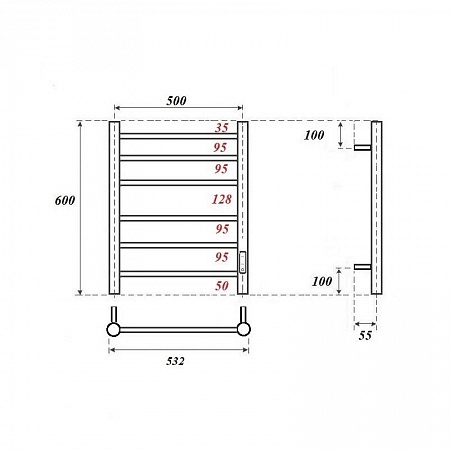 Купить Полотенцесушитель электрический Point Аврора PN10856GR П6 ...