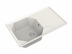 Мойка кухонная GranFest UNIQUE GF-U-840L чаш+кр 840*500мм белый, мрамор  