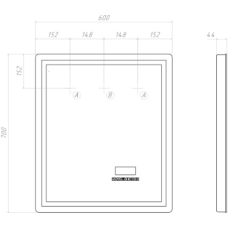 Зеркало VIGO Geometry Media voice 600