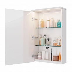 Шкаф зеркальный Lemark ZENON 50х80см 1 дв, петли слева, с козырьком-подсветкой, с розеткой, Белый гл