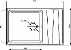 Мойка кухонная GranFest LEVEL GF-LV-760L чаш+кр 760*500мм белый, мрамор  