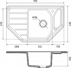 Мойка кухонная GranFest Corner GF-C800E кашемир