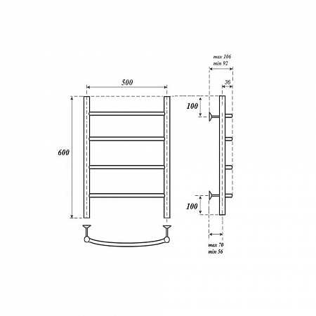 Полотенцесушитель водяной Point Афина PN04156BR П4 500x600, бронза
