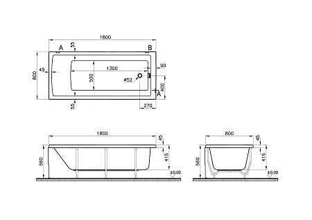 Ванна VITRA Neon 55840001000 180x80 см