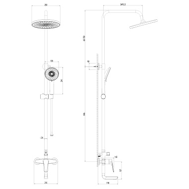 Душевая система AWP Tair S3062C с тропическим душем и повротным изливом, хром