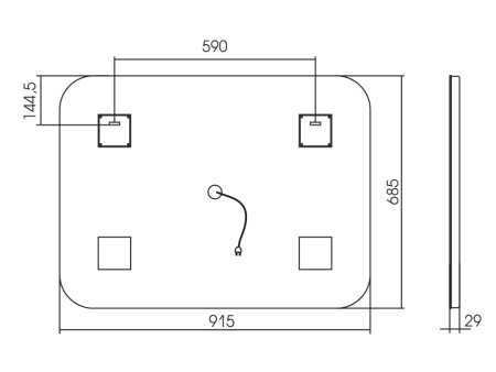 Зеркало Silver Mirrors Стив 915х685 - 6 (модуль мфм+подогрев, выключатель-сенсор) 