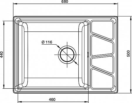 Мойка кухонная GranFest VERTEX GF-V-680L чаш+кр 680*500мм, белый, мрамор  