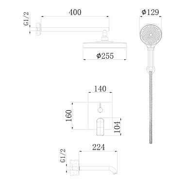Душевая система HAIBA HB80553-7 встраиваемая черный