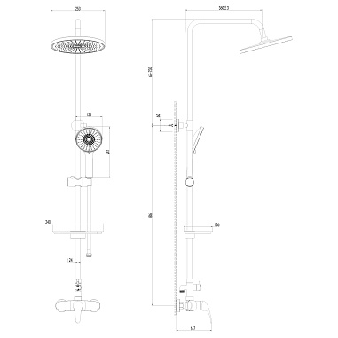 Душевая система AWP Agura S0760C с тропическим душем без излива, хром