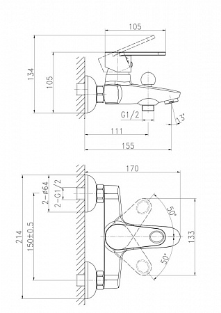 Смеситель Cersanit для ванны CARI однорычажный