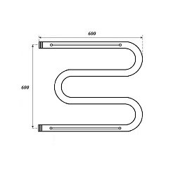 Полотенцесушитель водяной Point PN38666P 600x600 М-образный (1") с полкой, хром