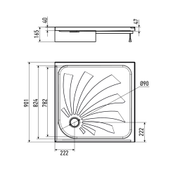 Поддон Alex Baitler AB9017H-2 квадратный в сборе (900*900*170) 