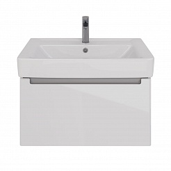 Тумба Lemark BUNO MINI 80см под раковину, подвесная,1 ящик, цвет корпуса, фасада: Белый глянец