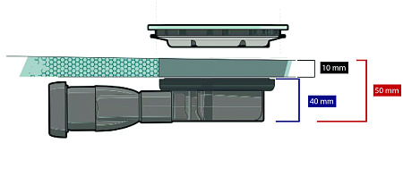 Трап WIRQUIN с гидр. полотном и уплотнением из полистирола с нерж. решеткой 115х115 мм, сифон SLIM