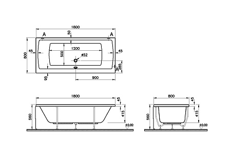 Ванна VITRA Neon 52540001000 180x80