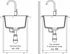 Мойка кухонная GranFest PRACTIK GF-P-505 1-чаш. 505*427мм графит, мрамор