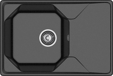 Мойка кухонная GranFest UNIQUE GF-U-740L чаш+кр 740*500мм черный, мрамор  